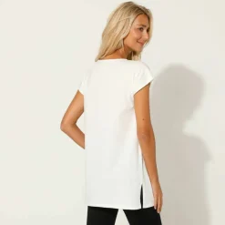T-shirt tunique, imprimé placé