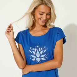 T-shirt tunique, imprimé placé