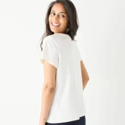 T-shirt uni brodé coeur manches courtes