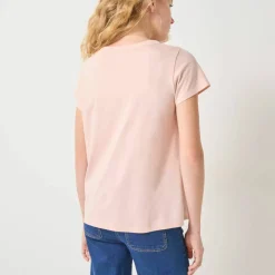 T-shirt uni brodé coeur manches courtes