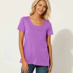 T-shirt uni col rond, coton biologique(**)