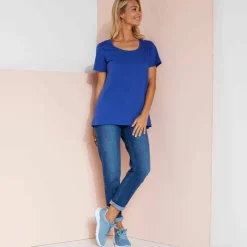 T-shirt uni col rond, coton biologique(**)
