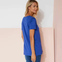 T-shirt uni col rond, coton biologique(**)