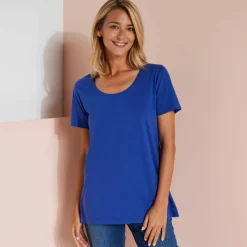 T-shirt uni col rond, coton biologique(**)