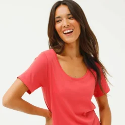 T-shirt uni col rond, coton biologique(**)