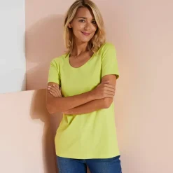 T-shirt uni col rond, coton biologique(**)
