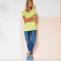 T-shirt uni col rond, coton biologique(**)