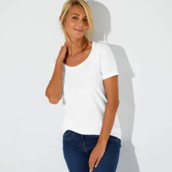 T-shirt uni col rond, coton biologique(**)