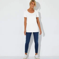 T-shirt uni col rond, coton biologique(**)