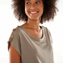 T-shirt uni détail boutonné maille jersey