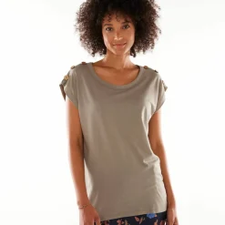 T-shirt uni détail boutonné maille jersey
