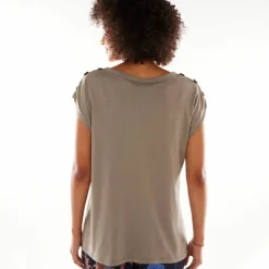 T-shirt uni détail boutonné maille jersey