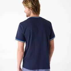 T-shirt uni manches courtes détails rayés