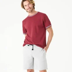 T-shirt uni manches courtes détails rayés