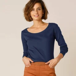 T-shirt uni manches longues en coton biologique(**)