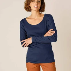 T-shirt uni manches longues en coton biologique(**)