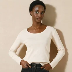 T-shirt uni manches longues en coton biologique(**)