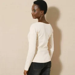 T-shirt uni manches longues en coton biologique(**)