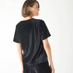 T-shirt velours reliefé manches courtes