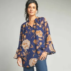 Tunique ample, en voile imprimé
