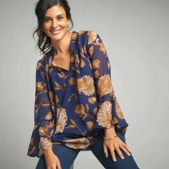 Tunique ample, en voile imprimé
