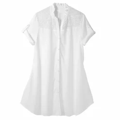 Tunique boutonnée macramé unie