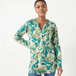 Tunique col boutonné imprimé floral