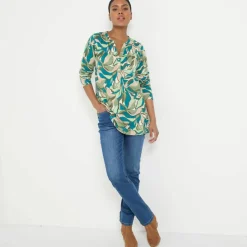 Tunique col boutonné imprimé floral