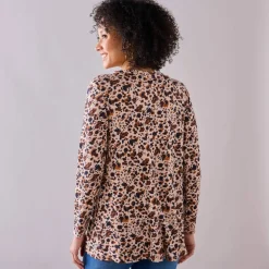 Tunique col boutonné imprimé peau-de-bête