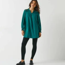 Tunique dentelle manches longues unie
