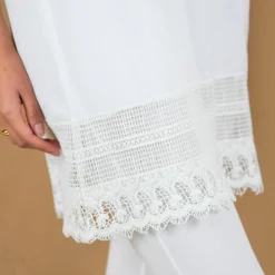 Tunique macramé manches 3/4, crépon