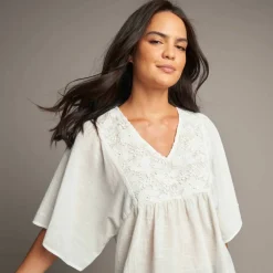 Tunique plastron fantaisie doublé, manches kimono