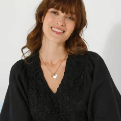 Tunique plastron fantaisie doublé, manches kimono