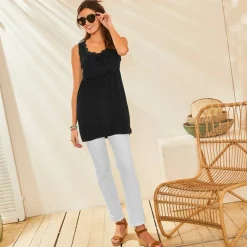 Tunique plastron macramé