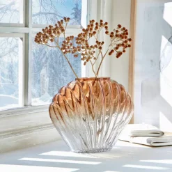 Vase coquillage en verre bicolore