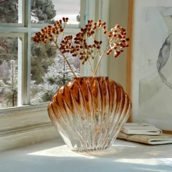 Vase coquillage en verre bicolore