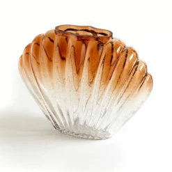 Vase coquillage en verre bicolore