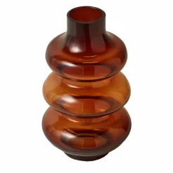 Vase ondulé en verre ambré