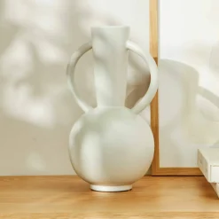 Vase rond céramique, double anses - hauteur 29,5 cm