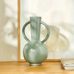 Vase rond céramique, double anses - hauteur 29,5 cm