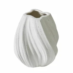 Vase twisté en porcelaine blanche mouchetée