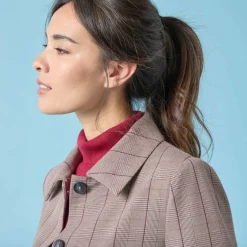 Veste blazer courte imprimée carreaux, Spécial Petites