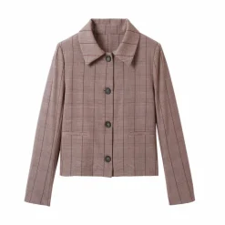 Veste blazer courte imprimée carreaux, Spécial Petites