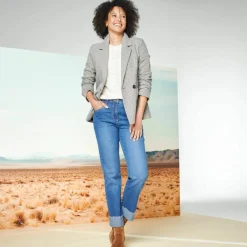 Veste blazer double boutonnage, imprimé pied-de-poule