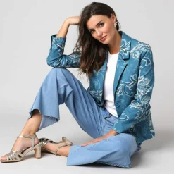 Veste blazer imprimée manches longues