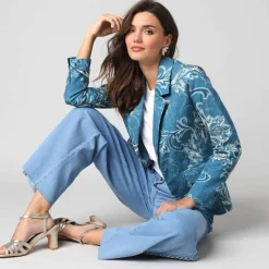 Veste blazer imprimée manches longues