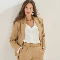 Veste blazer, viscose-lin