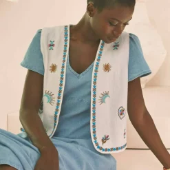 Veste brodée en gaze de coton