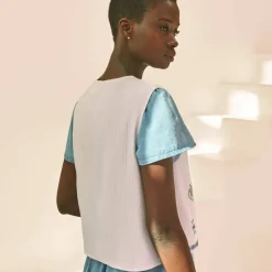 Veste brodée en gaze de coton