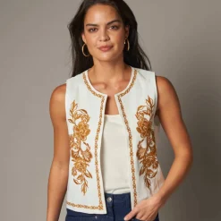 Veste brodée sans manches